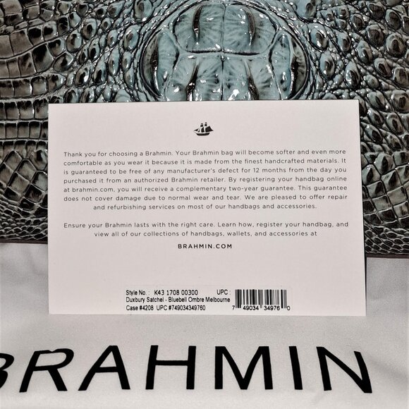 (NOT FOR SALE) Authentic Nwt Brahmin Duxbury Bluebell Ombre Croc Medium Satchel - Picture 6 of 10